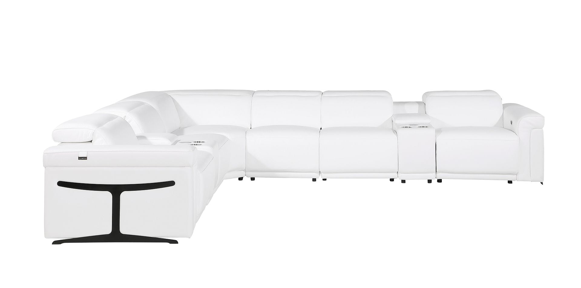 1126 Divanitalia 8-Piece L-Shaped Sectional Sofa in Top Grain Italian Leather with 4 Power Recliners & Power Headrests