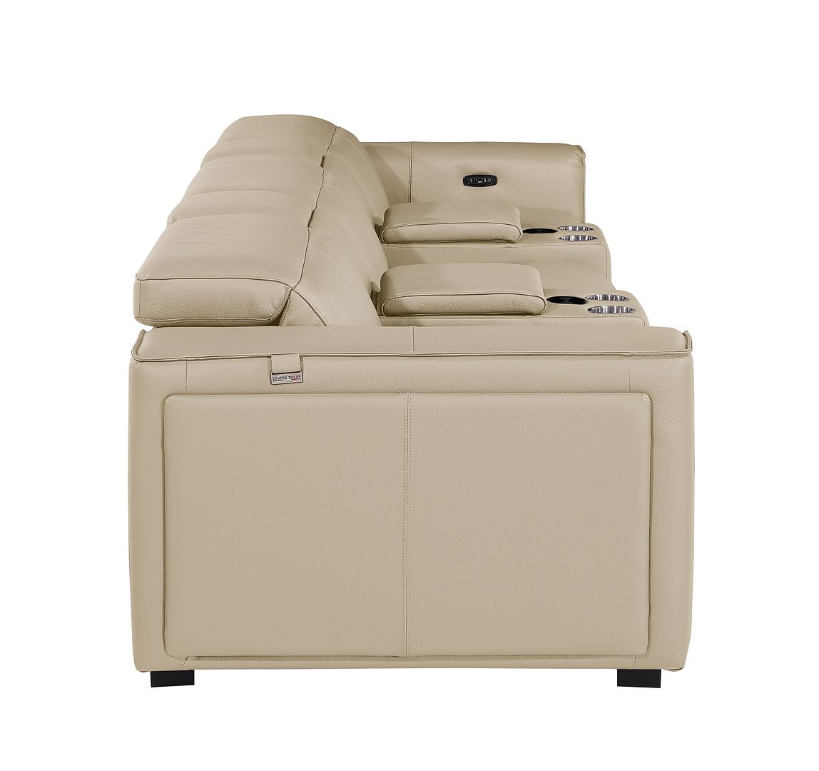 1224 Divanitalia 5-Piece Modular Power Reclining Sofa in Top Grain Italian Leather with 3 Power Recliners & Power Headrests - Beige - SKU 1224-BEIGE-5.3-HT - view 6