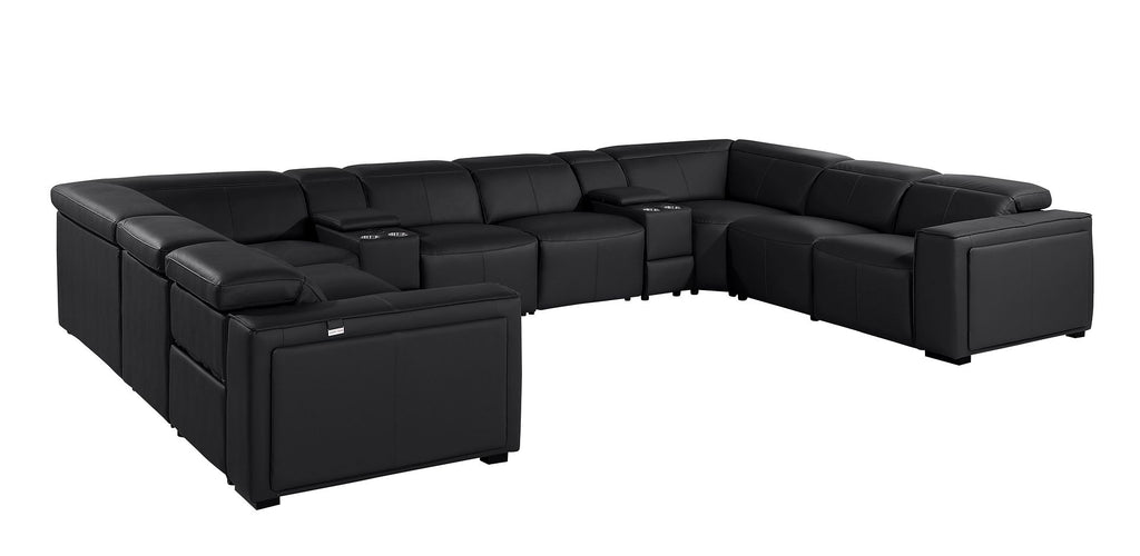 1224 Divanitalia 10-Piece U-Shaped Sectional Sofa in Top Grain Italian Leather with 4 Power Recliners & Power Headrests
