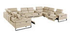 1246 Divanitalia 12-Piece U-Shaped Modular Power Reclining Sectional Sofa with 4 Power Recliners and Power Headrests - Top Grain Italian Leather - Beige - SKU 1246-BEIGE-12PC-4PWR-U-SECTIONAL - view 5
