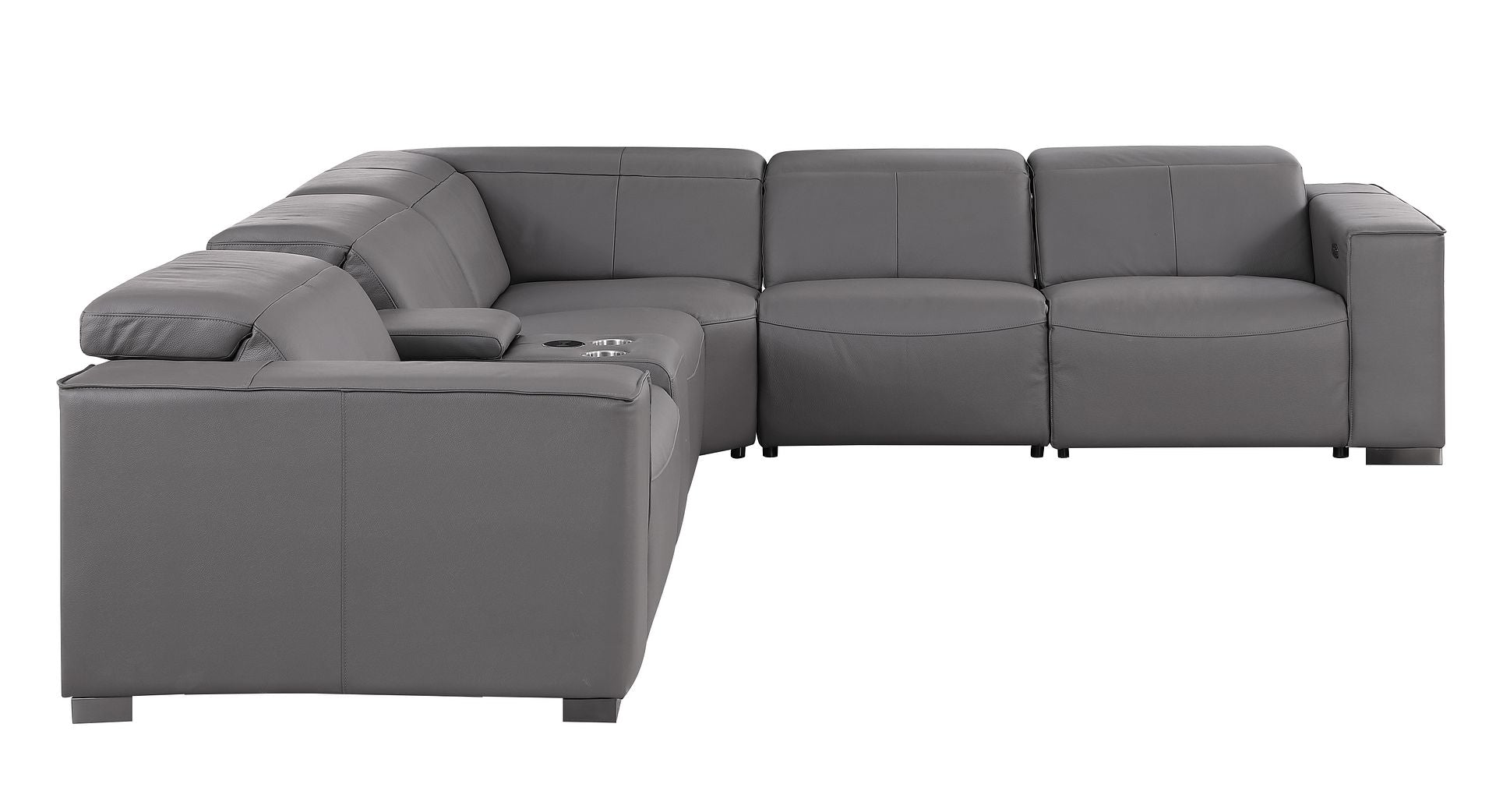 1208 6-Piece L-Shaped Leather Reclining Sectional Sofa with 3 Power Recliners