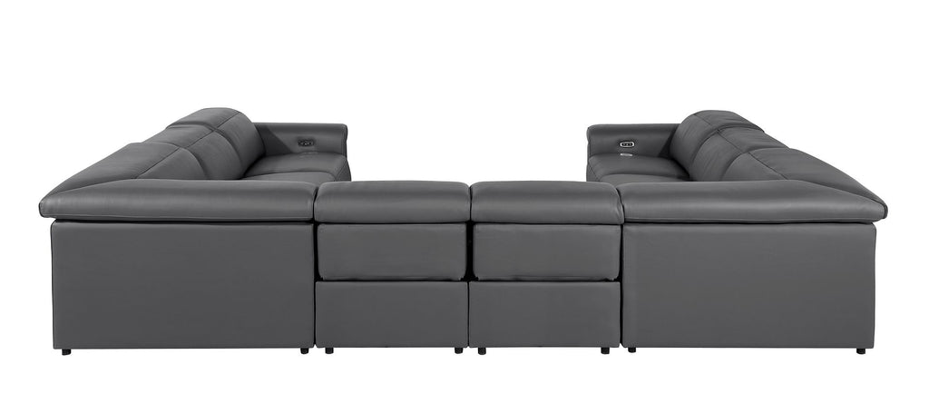 1126 Divanitalia 8-Piece U-Shaped Sectional Sofa in Top Grain Italian Leather with 4 Power Recliners & Power Headrests