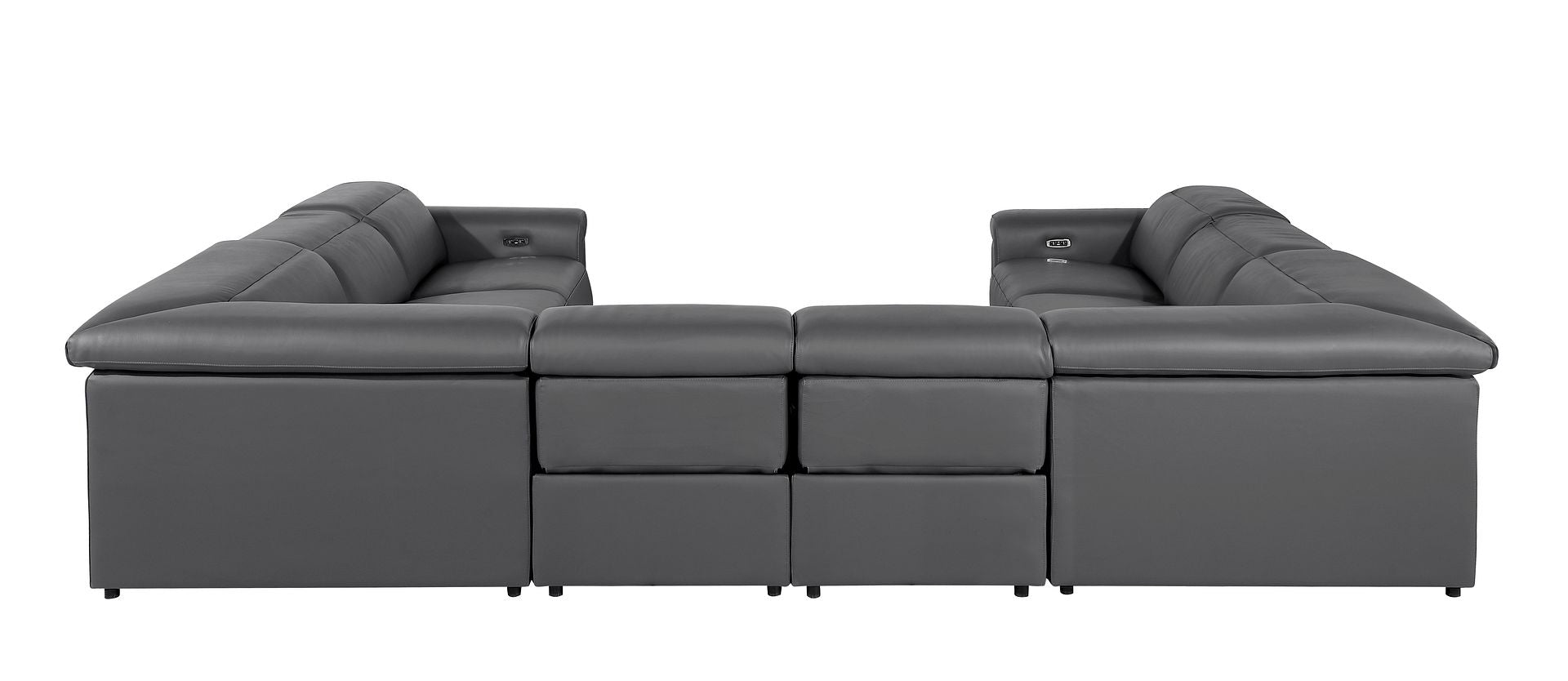 1126 Divanitalia 8-Piece U-Shaped Sectional Sofa in Top Grain Italian Leather with 4 Power Recliners & Power Headrests