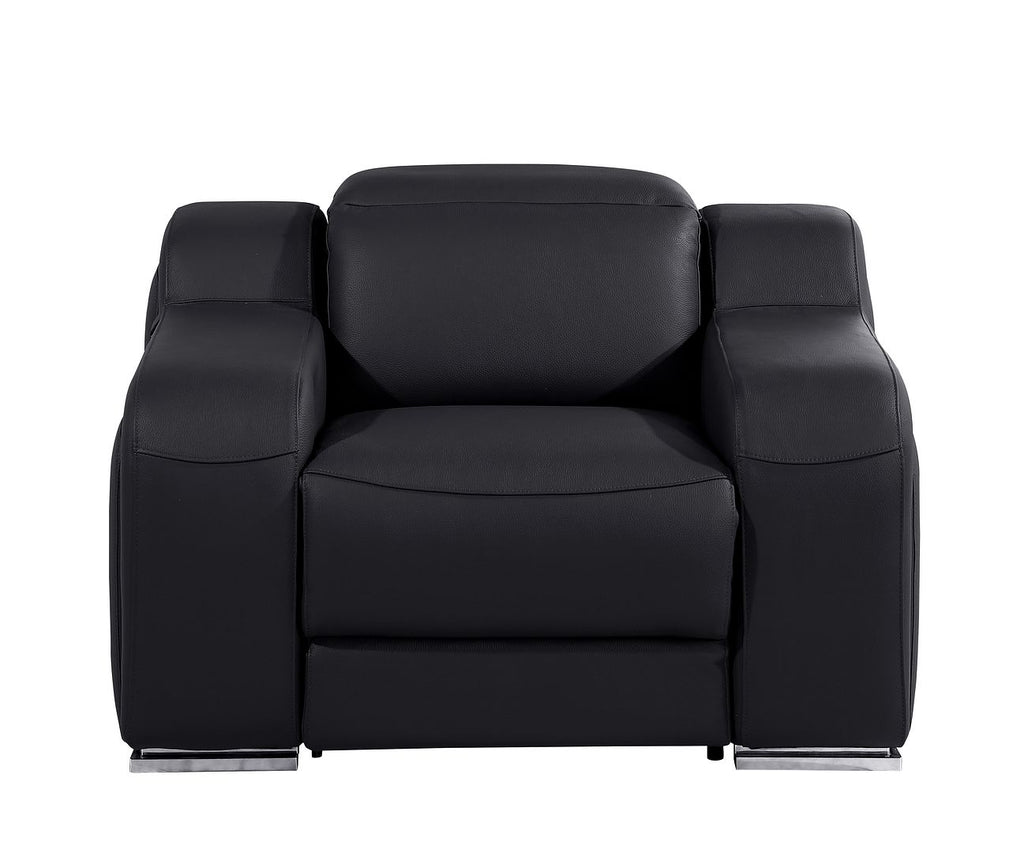1116 Divanitalia 6-Piece Modular Power Reclining Sofa, Loveseat & Chair Set in Top Grain Italian Leather with 5 Power Recliners & Power Headrests - Black - SKU 1116-BLACK-6.5-HT-3PC - view 11