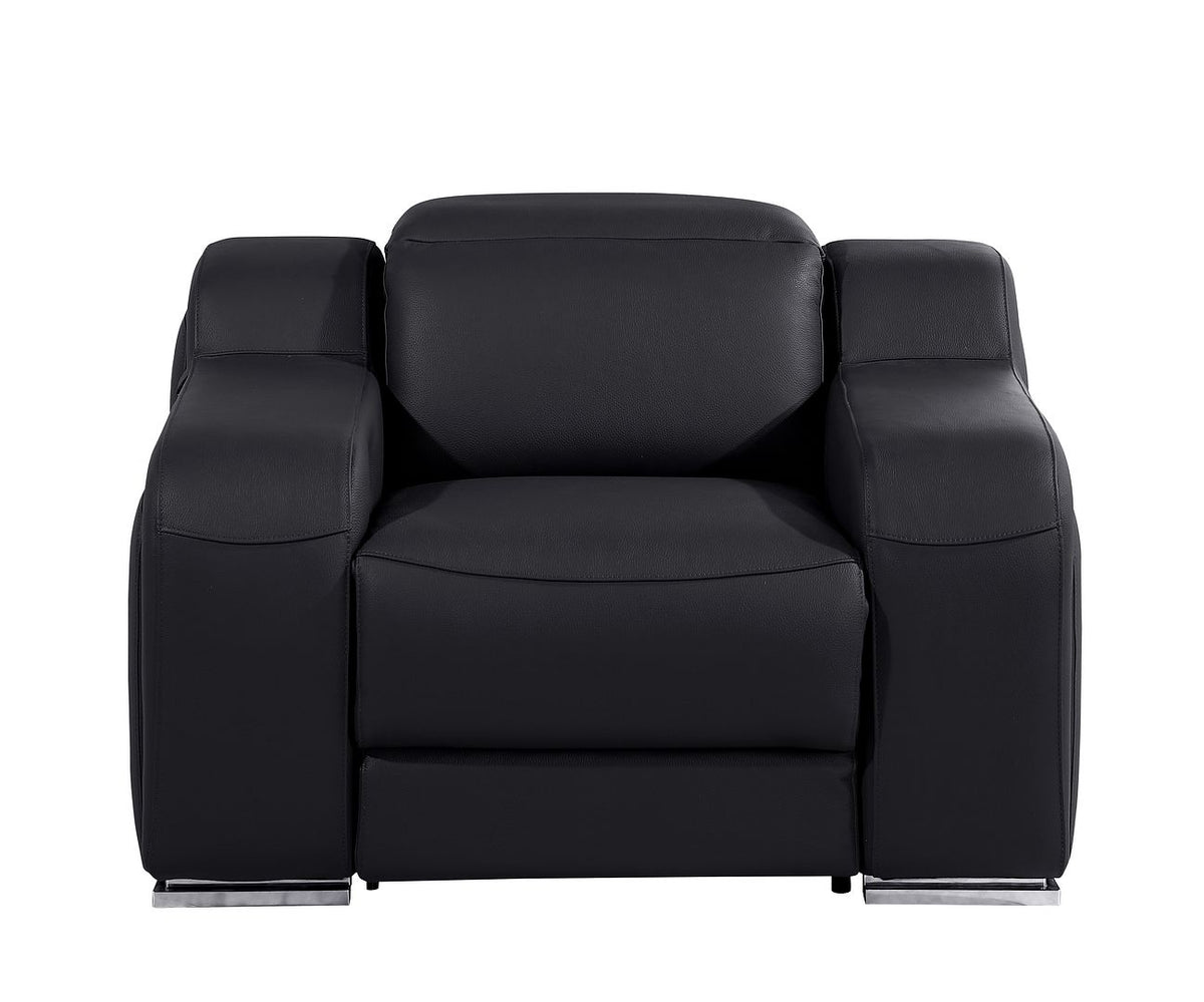 1116 Divanitalia 6-Piece Modular Power Reclining Sofa, Loveseat & Chair Set in Top Grain Italian Leather with 5 Power Recliners & Power Headrests - Black - SKU 1116-BLACK-6.5-HT-3PC - view 11