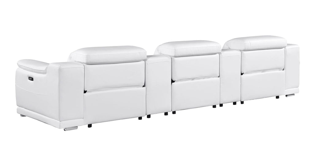 9762 Divanitalia 5-Piece Modular Power Reclining Sofa and Loveseat Set with 3 Power Recliners in Top Grain Italian Leather