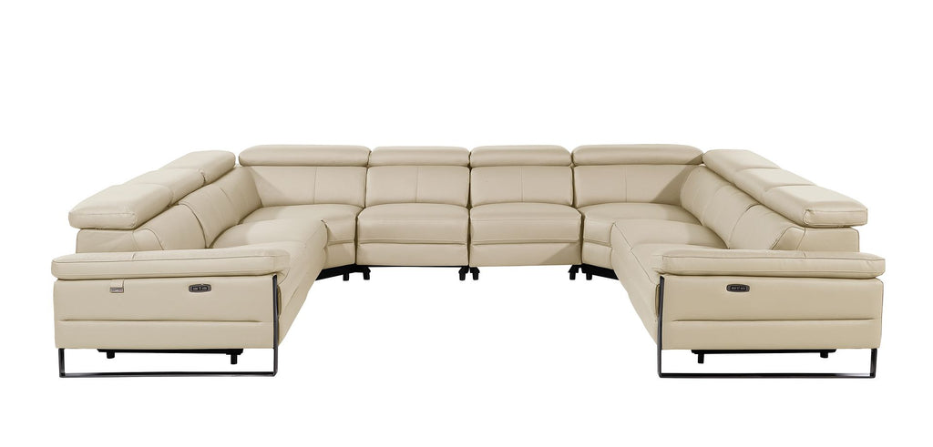 1246 Divanitalia 8-Piece U-Shaped Modular Power Reclining Sectional Sofa with 4 Power Recliners and Power Headrests - Top Grain Italian Leather