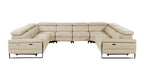 1246 Divanitalia 8-Piece U-Shaped Modular Power Reclining Sectional Sofa with 4 Power Recliners and Power Headrests - Top Grain Italian Leather