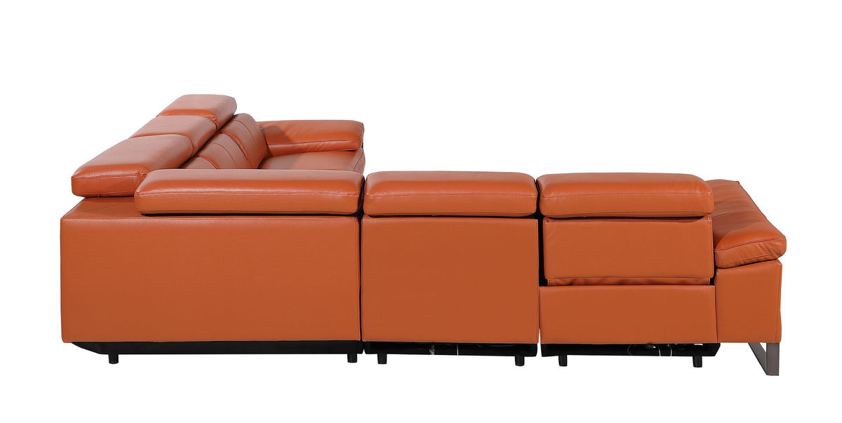 1246 Divanitalia 5-Piece L-Shaped Modular Power Reclining Sectional Sofa with Power Headrests - Top Grain Italian Leather - Camel - SKU 1246-CAMEL-5PC-3PWR-SECTIONAL - view 6