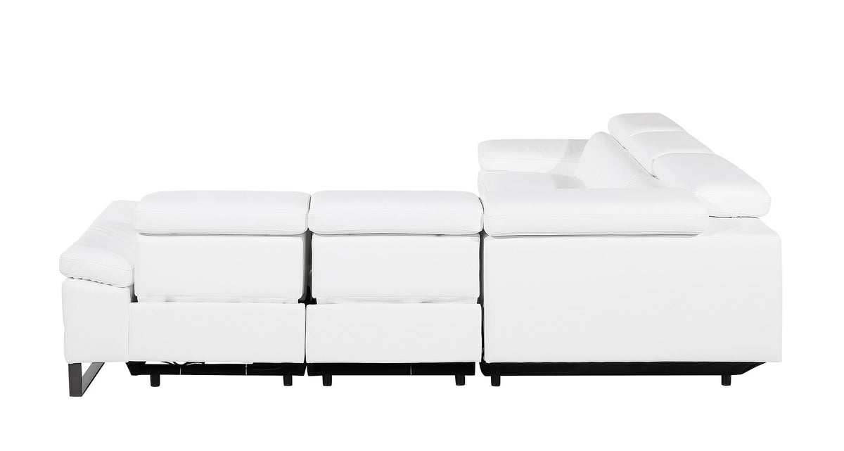 1246 Divanitalia 5-Piece L-Shaped Modular Power Reclining Sectional Sofa with Power Headrests - Top Grain Italian Leather - White - SKU 1246-WHITE-5PC-3PWR-SECTIONAL - view 7