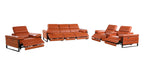 1246 Divanitalia Modular Power Triple Reclining Sofa, Console Loveseat, and Chair Set with Power Headrests - Top Grain Italian Leather - Camel - SKU 1246-CAMEL-7.6-HT-3PC - view 4