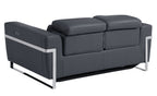 990 Divanitalia Power Reclining 2-Piece Sofa Set with Power Headrest in Top-grain Italian Leather - Dark Grey - SKU 990-DK-GRAY-2PC - view 8