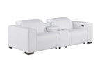 1208 Genuine Leather Dual Power Reclining Console Loveseat