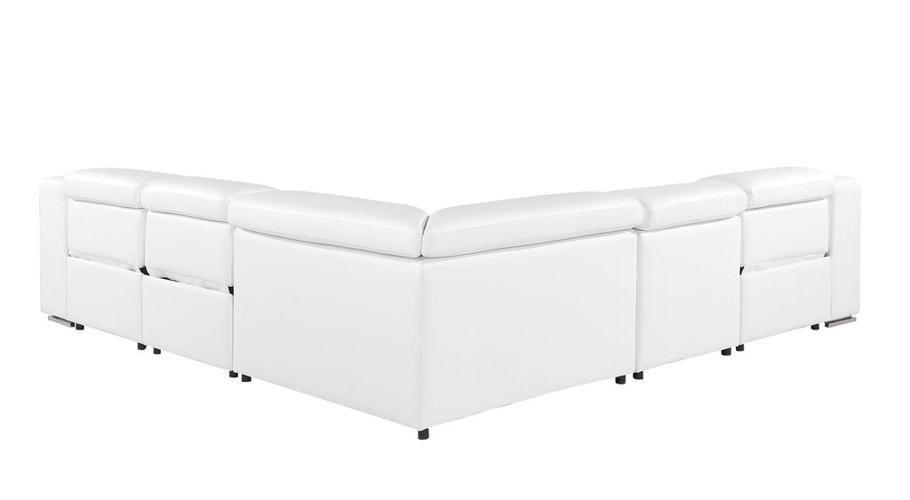 1116 Divanitalia 5-Piece L-Shaped Sectional Sofa in Top Grain Italian Leather with 3 Power Recliners & Power Headrests - White - SKU 1116-WHITE-5PC-3PWR-SECTIONAL- GROUP - view 5