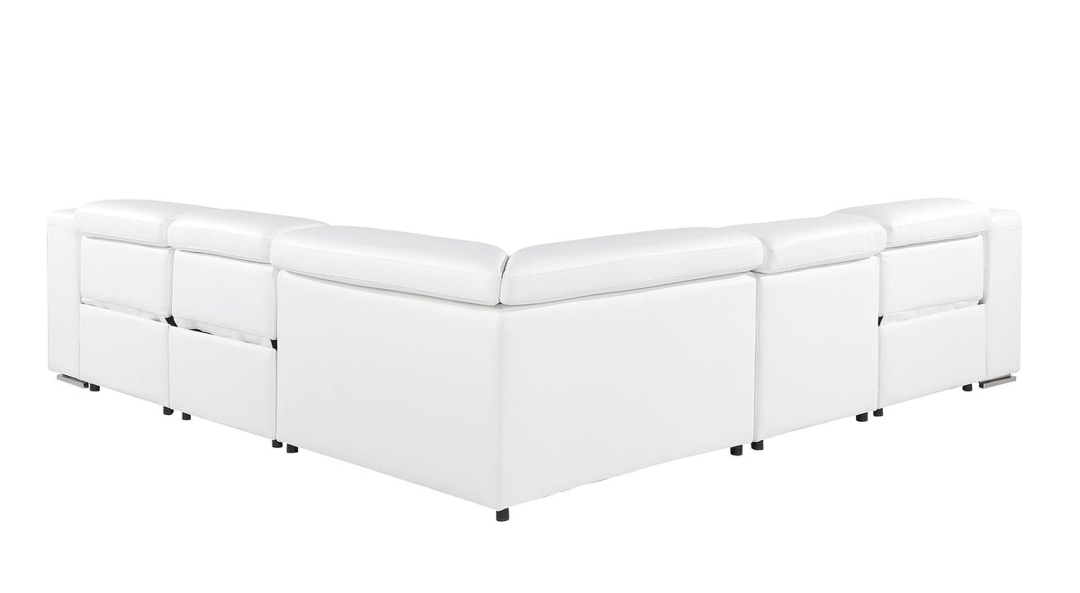 1116 Divanitalia 5-Piece L-Shaped Sectional Sofa in Top Grain Italian Leather with 3 Power Recliners & Power Headrests - White - SKU 1116-WHITE-5PC-3PWR-SECTIONAL- GROUP - view 5