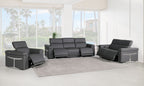 1126 Divanitalia 6-Piece Modular Power Reclining Sofa, Loveseat & Chair Set in Top Grain Italian Leather with 5 Power Recliners & Power Headrests - Dark Grey - SKU 1126-DK_GREY-6.5-HT-3PC - view 2