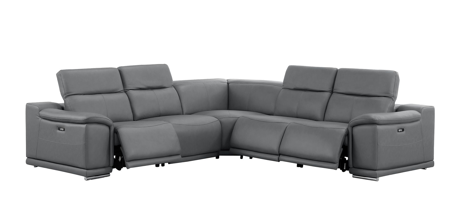 2679 5-Piece L-Shaped Power Reclining Sectional Sofa in Genuine Leather - 3 Recliners