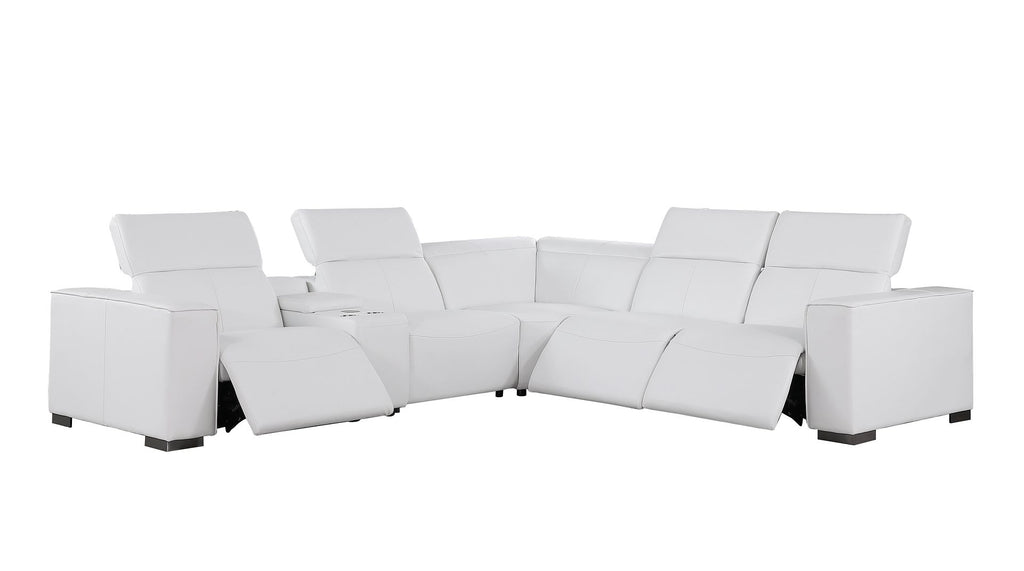 1208 6-Piece L-Shaped Leather Reclining Sectional Sofa with 3 Power Recliners