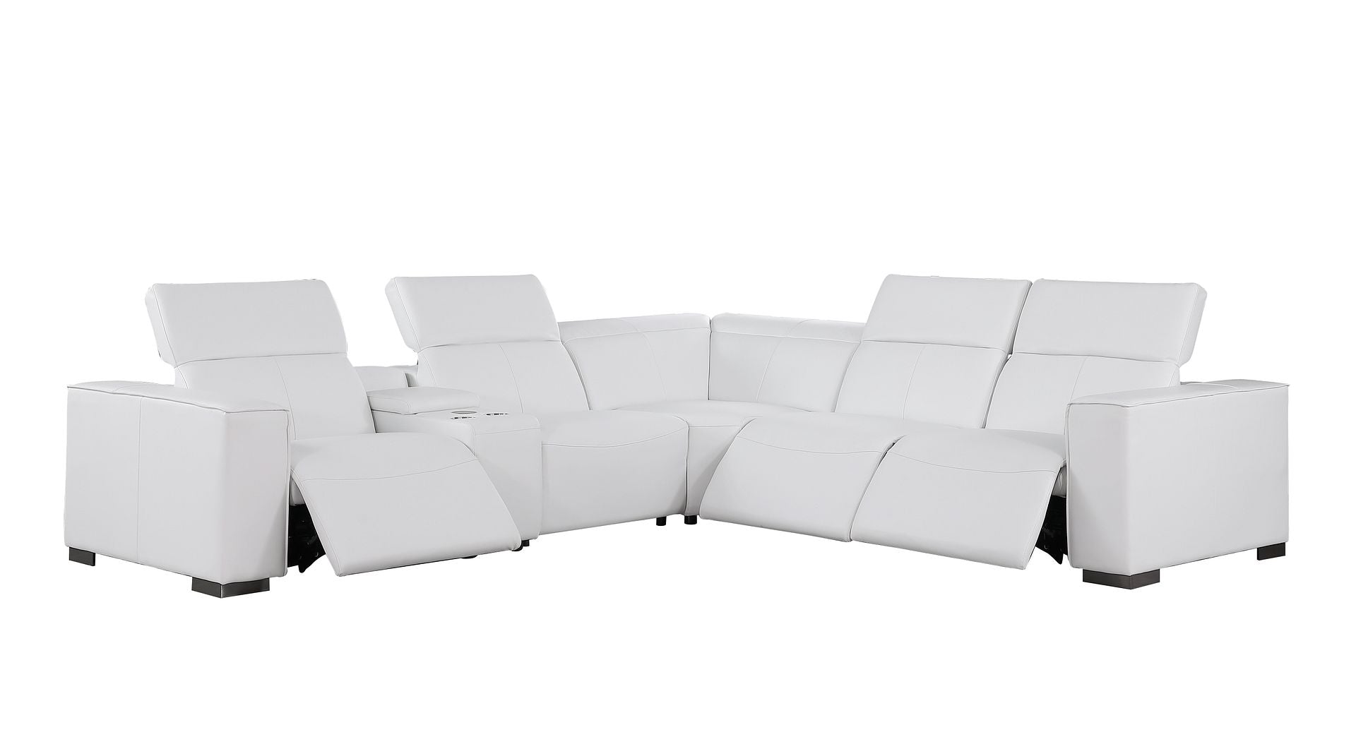 1208 6-Piece L-Shaped Leather Reclining Sectional Sofa with 3 Power Recliners