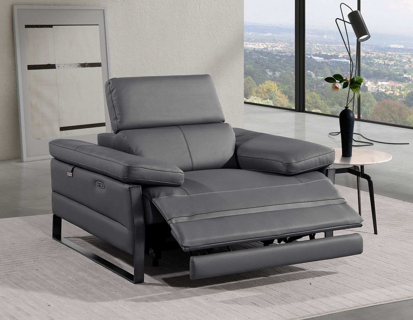 1246 Divanitalia Power Reclining Arm Chairwith Power Headrests - Top Grain Italian Leather