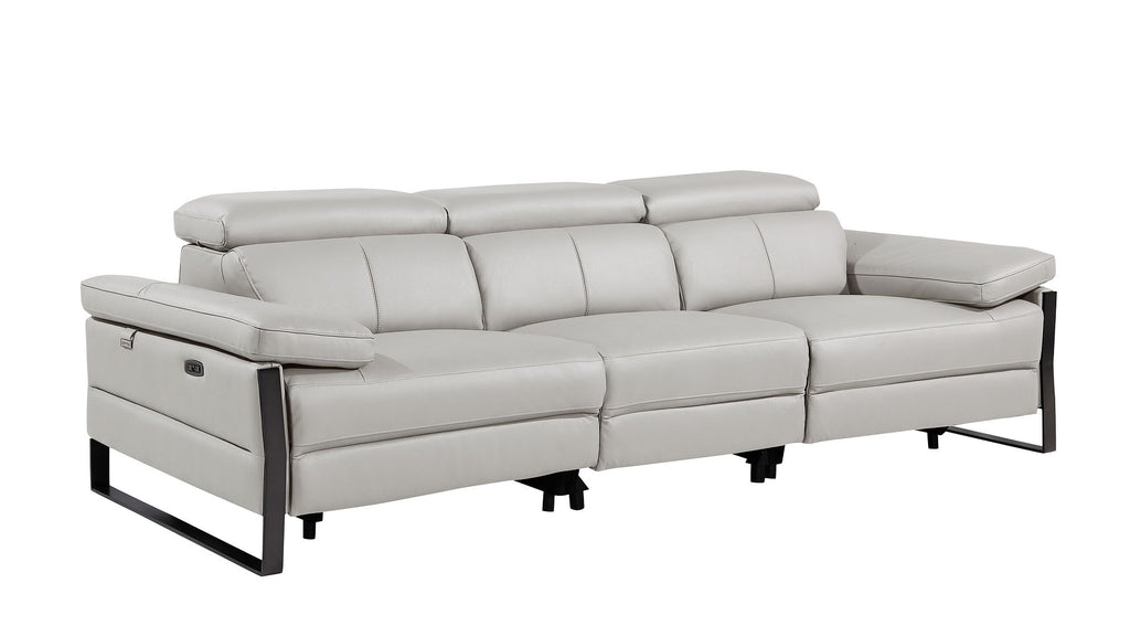 1246 Divanitalia Modular Power Triple Reclining Sofa, Loveseat, and Chair Set with Power Headrests - Top Grain Italian Leather - Light Grey - SKU 1246-LT-GREY-6.6-HT-3PC - view 5
