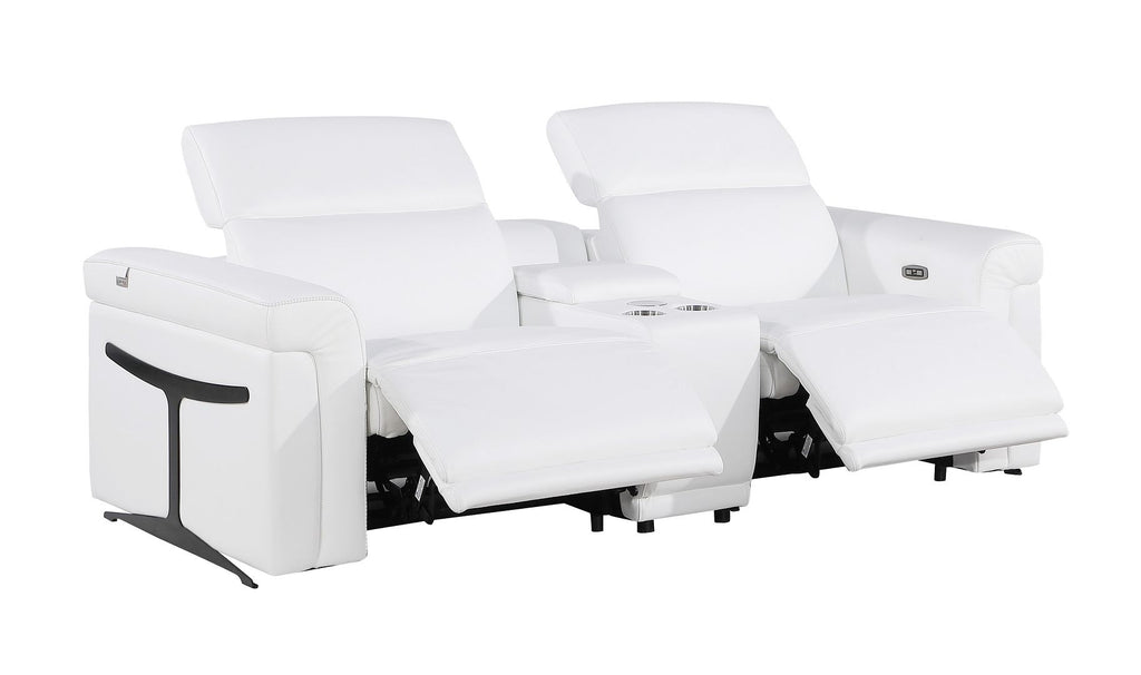 1126 Divanitalia 3-Piece Modular Power Reclining Loveseat in Top Grain Italian Leather with 2 Power Recliners & Power Headrests
