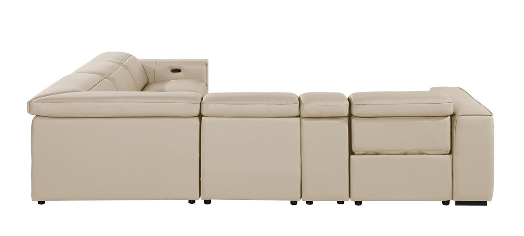 1224 Divanitalia 6-Piece L-Shaped Sectional Sofa in Top Grain Italian Leather with 3 Power Recliners & Power Headrests