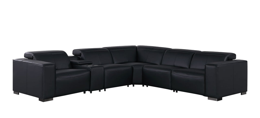 1208 6-Piece L-Shaped Leather Reclining Sectional Sofa with 3 Power Recliners
