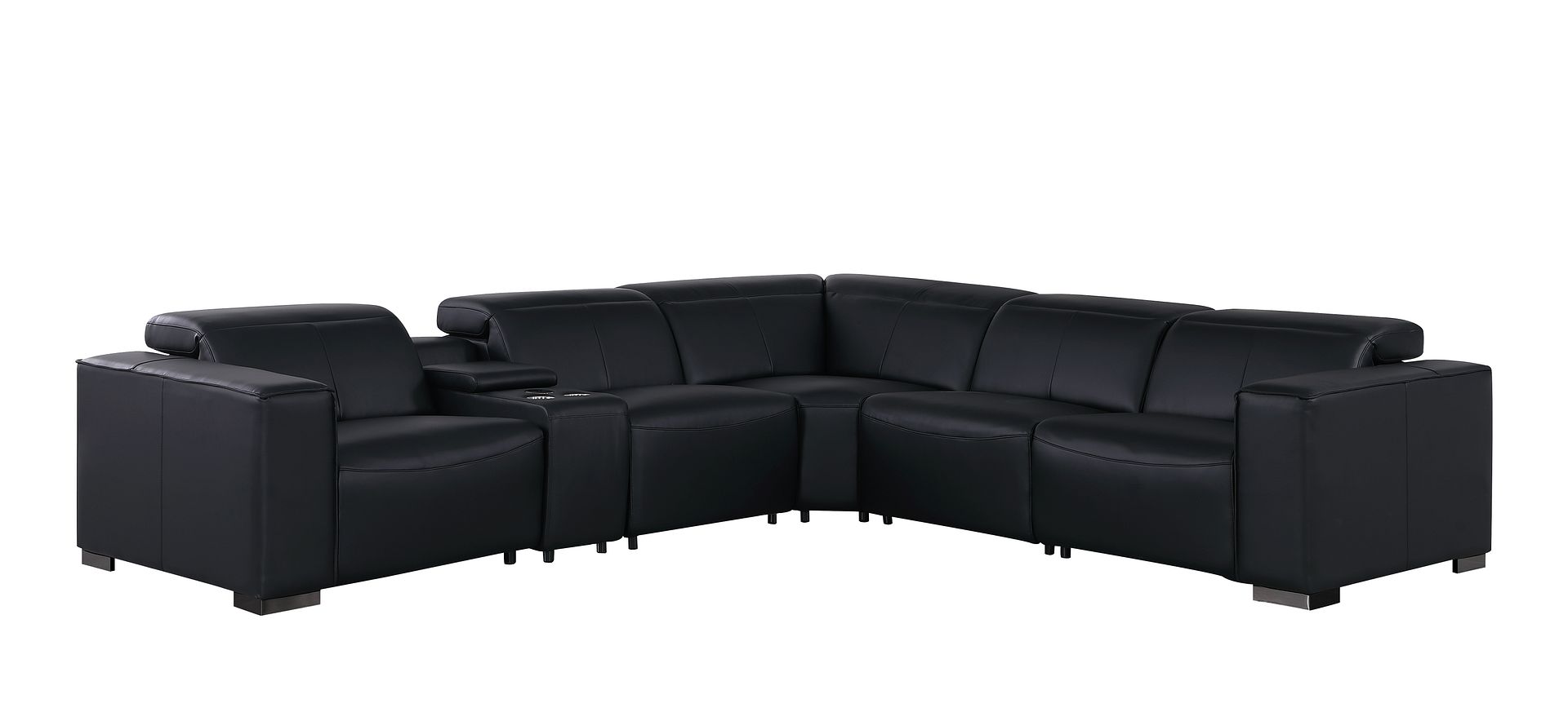 1208 6-Piece L-Shaped Leather Reclining Sectional Sofa with 3 Power Recliners