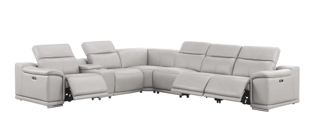 2679 7-Piece L-Shaped Power Reclining Sectional Sofa in Genuine Leather - 3 Recliners