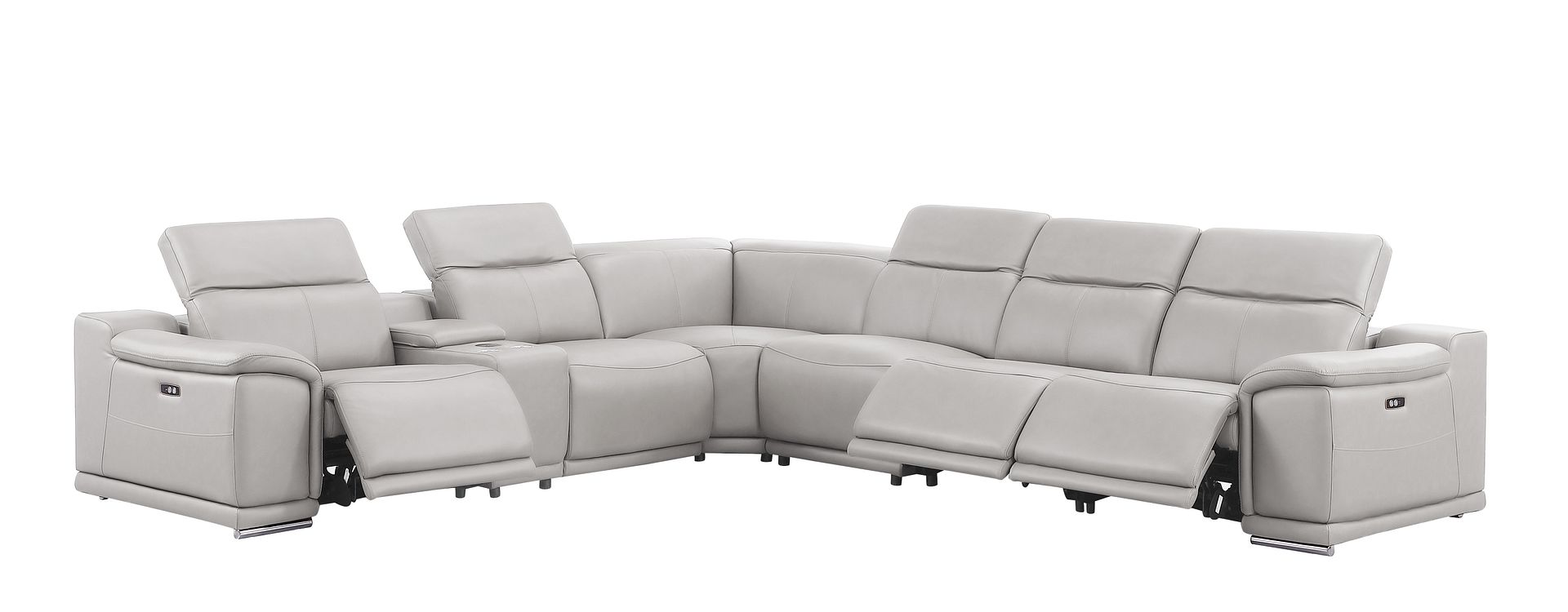 2679 7-Piece L-Shaped Power Reclining Sectional Sofa in Genuine Leather - 3 Recliners