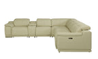 9762 Divanitalia 7-Piece L-Shaped Top Grain Italian Leather Sectional Sofa with 3 Power Recliners