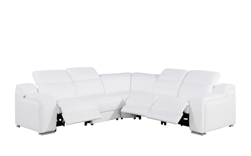 1116 Divanitalia 5-Piece L-Shaped Sectional Sofa in Top Grain Italian Leather with 3 Power Recliners & Power Headrests - White - SKU 1116-WHITE-5PC-3PWR-SECTIONAL- GROUP - view 3