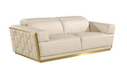 1111 Divanitalia 2-Piece Sofa Set with Adjustable Headrest in Top-grain Italian Leather - Cream - SKU 1111-BEIGE-2PC - view 4