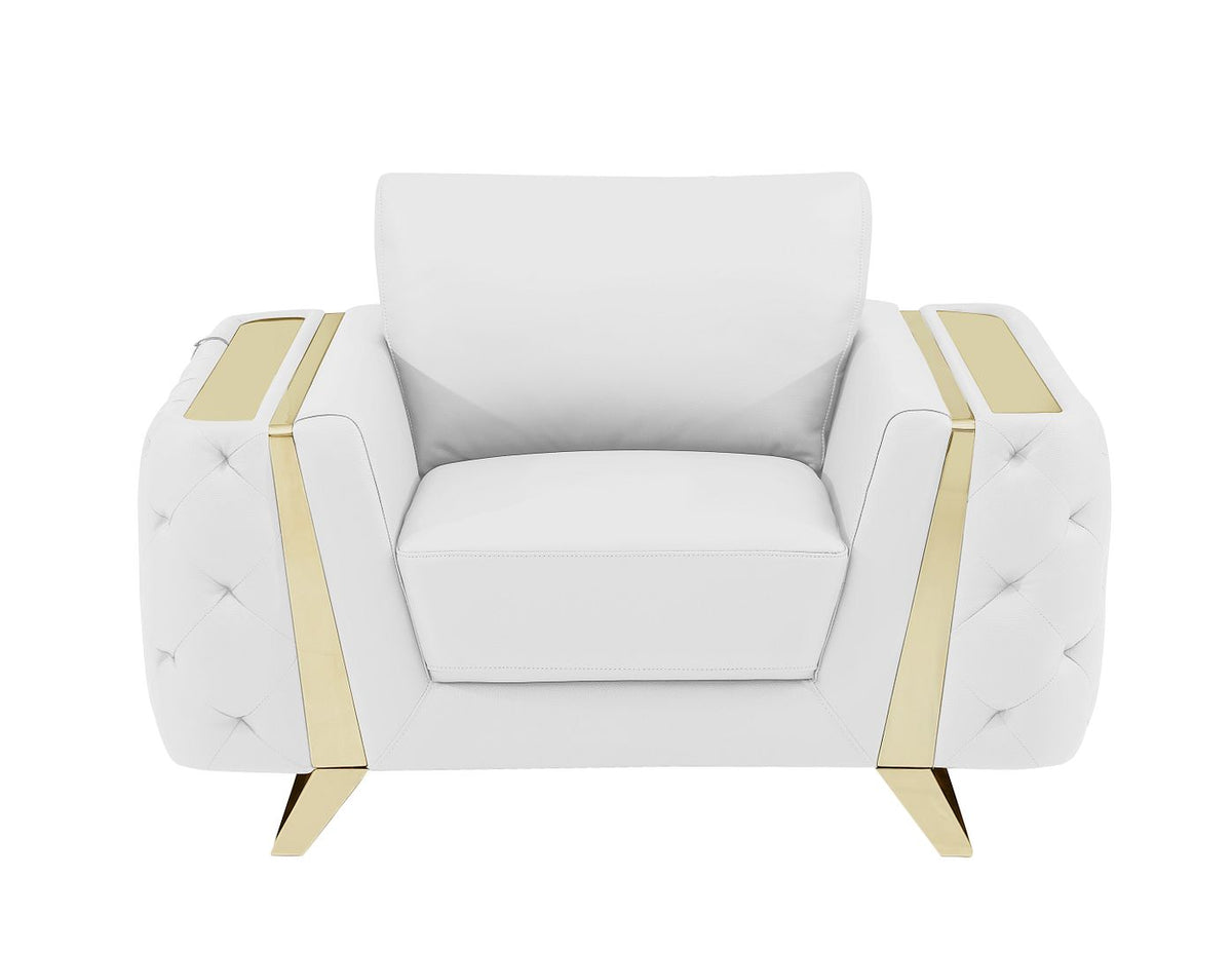 1050 Divanitalia 2-Piece Sofa Set in Top-grain Italian Leather - White - SKU 1050-WHITE-3PC - view 7