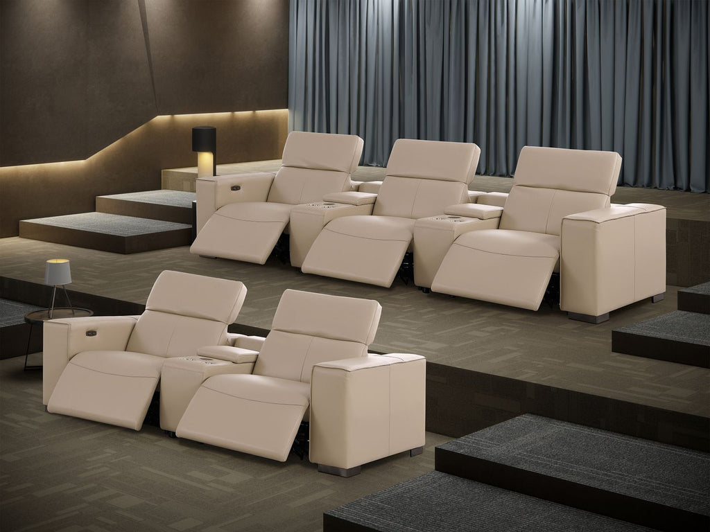 1208 Modular Leather Sofa & Loveseat with 6 Recliners and Power Headrests - Beige - SKU 1208-BEIGE-8.5-HT - view 3