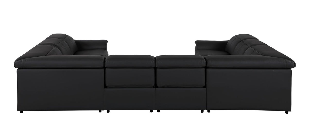 9762 Divanitalia 8-Piece U-Shaped Top Grain Italian Leather Sectional Sofa with 4 Power Recliners - Black - SKU 9762-BLACK-8PC-4PWR-U-NC-SECTIONAL-GROUP - view 7