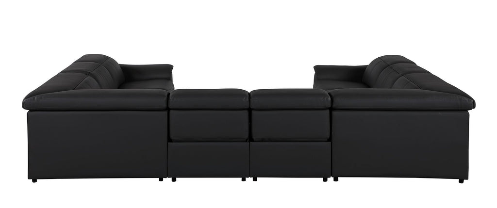 9762 Divanitalia 8-Piece U-Shaped Top Grain Italian Leather Sectional Sofa with 4 Power Recliners