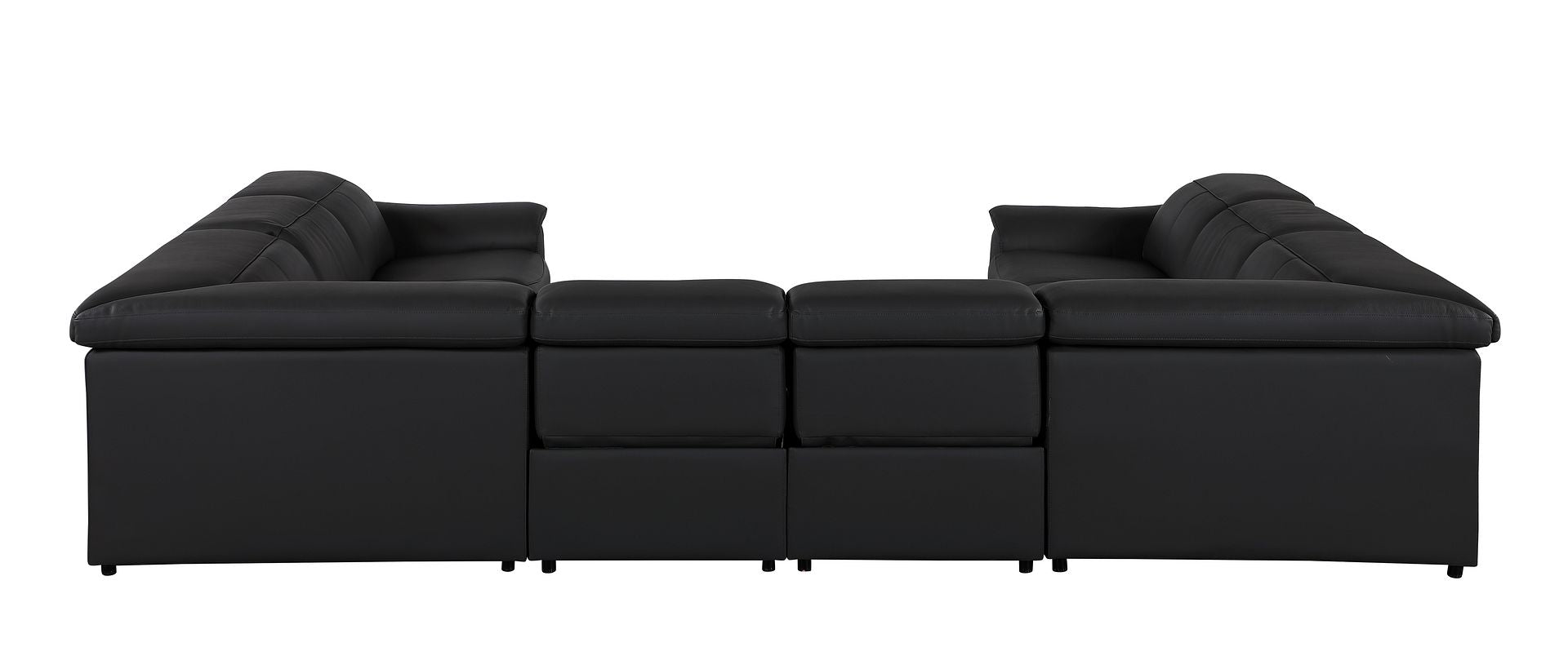 9762 Divanitalia 8-Piece U-Shaped Top Grain Italian Leather Sectional Sofa with 4 Power Recliners