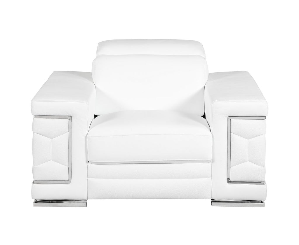 692 Divanitalia 3-Piece Sofa Set with Adjustable Headrest in Top-grain Italian Leather - White - SKU 692- WHITE 3PC (S/L/CH) - GROUP - view 7