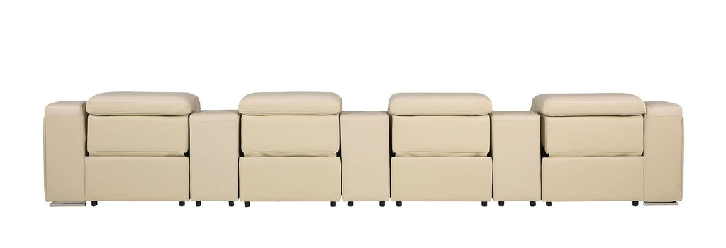 1116 Divanitalia 7-Piece Modular Power Reclining Sofa in Top Grain Italian Leather with 4 Power Recliners & Power Headrests - Beige - SKU 1116-BEIGE-S-7.4-HT - view 7