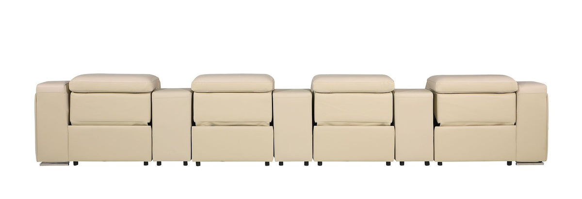 1116 Divanitalia 7-Piece Modular Power Reclining Sofa in Top Grain Italian Leather with 4 Power Recliners & Power Headrests - Beige - SKU 1116-BEIGE-S-7.4-HT - view 7