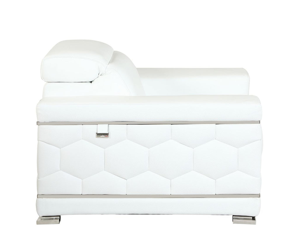692 Divanitalia 3-Piece Sofa Set with Adjustable Headrest in Top-grain Italian Leather - White - SKU 692- WHITE 3PC (S/L/CH) - GROUP - view 9