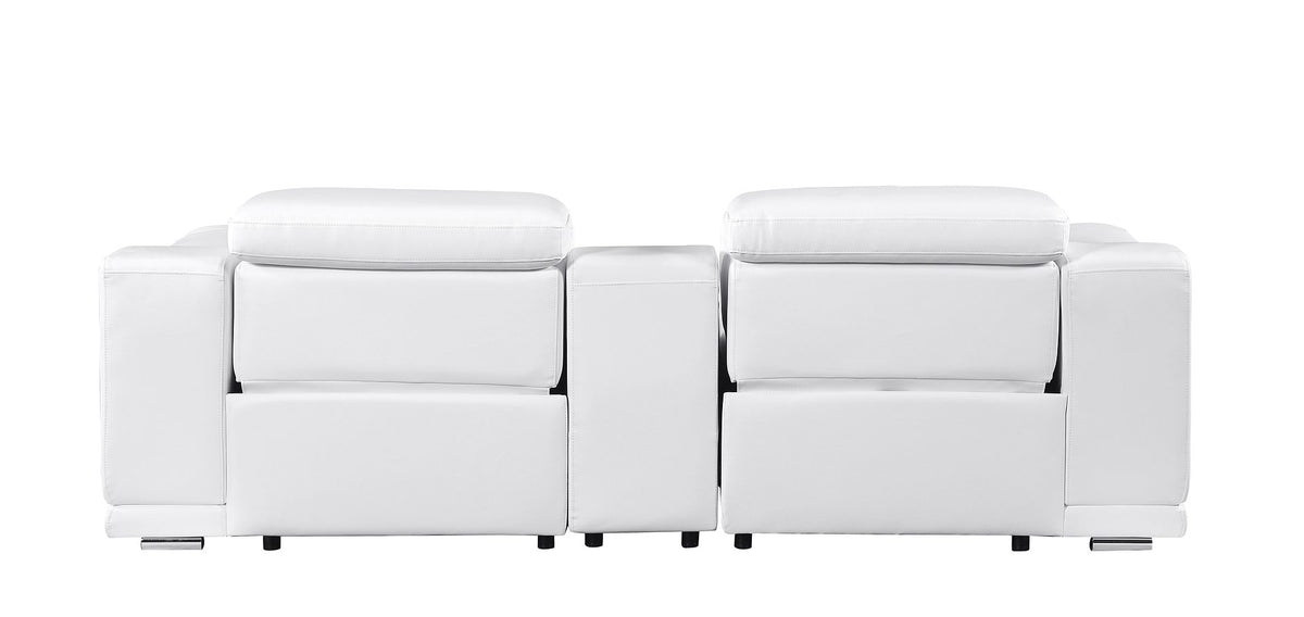 9762 Divanitalia 3-Piece Modular Power Reclining Console Loveseat with 2 Power Recliners in Top Grain Italian Leather - White - SKU 9762-WHITE-3.2-HT - view 6