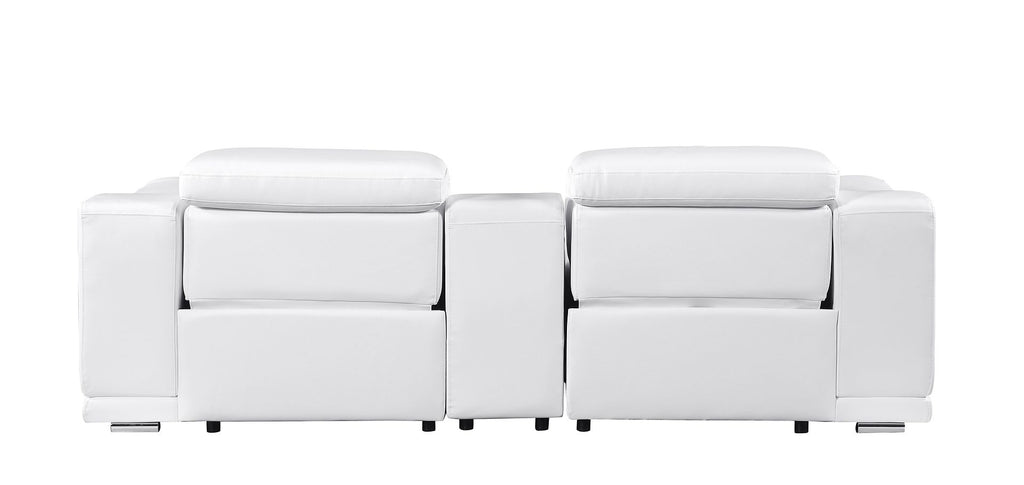 9762 Divanitalia 3-Piece Modular Power Reclining Console Loveseat with 2 Power Recliners in Top Grain Italian Leather