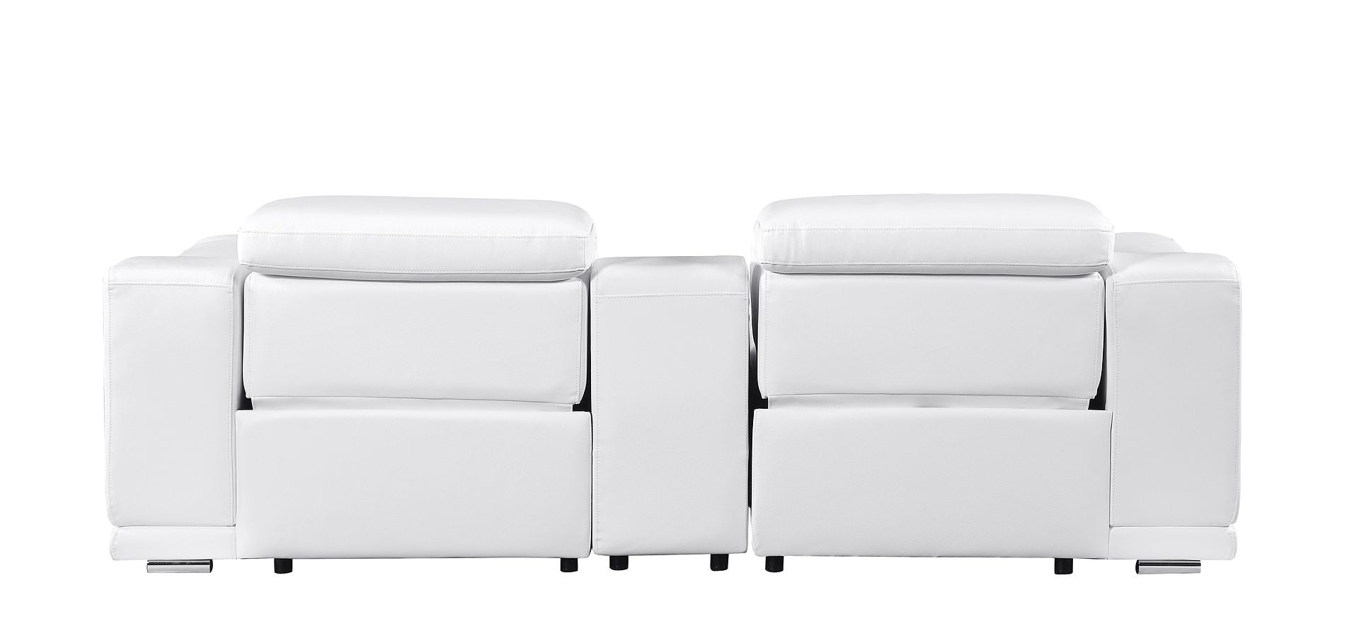 9762 Divanitalia 3-Piece Modular Power Reclining Console Loveseat with 2 Power Recliners in Top Grain Italian Leather