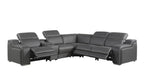 1116 Divanitalia 6-Piece L-Shaped Sectional Sofa in Top Grain Italian Leather with 3 Power Recliners & Power Headrests - Dark Grey - SKU 1116-DK-GREY-6PC-3PWR-SECTIONAL- GROUP - view 2