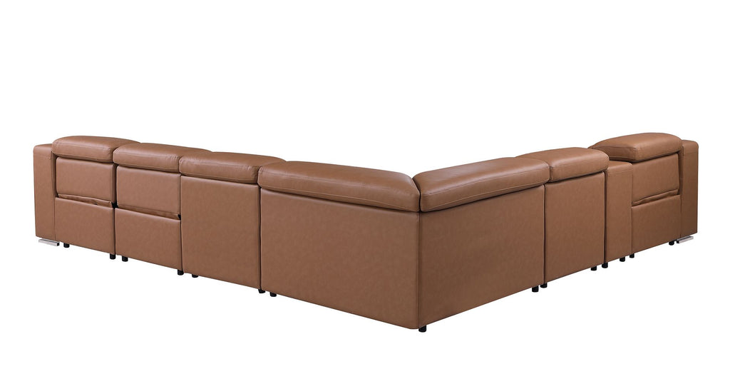 1116 Divanitalia 7-Piece L-Shaped Sectional Sofa in Top Grain Italian Leather with 3 Power Recliners & Power Headrests - Cognac - SKU 1116-COGNAC-7PC-3PWR-SECTIONAL- GROUP - view 8