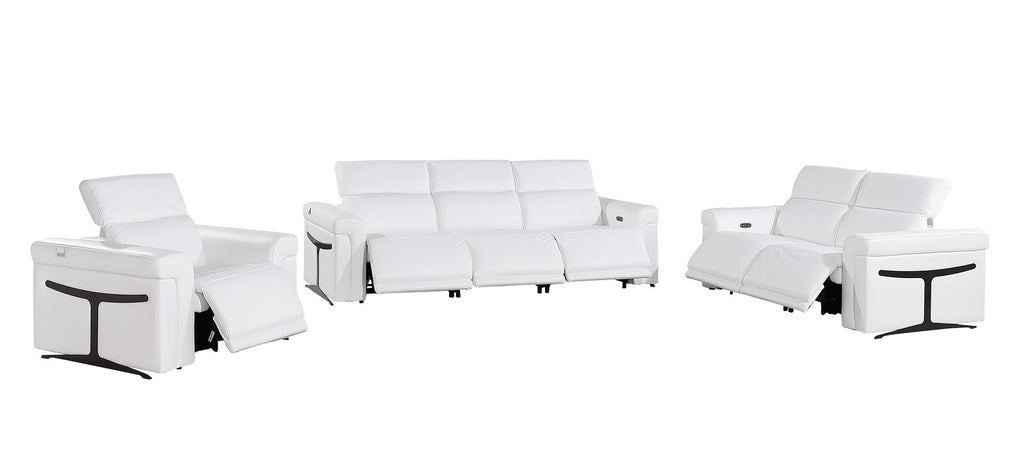 1126 Divanitalia 6-Piece Modular Power Reclining Sofa, Loveseat & Chair Set in Top Grain Italian Leather with 6 Power Recliners & Power Headrests - White - SKU 1126-WHITE-6.6-HT-3PC - view 4
