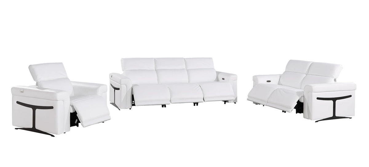 1126 Divanitalia 6-Piece Modular Power Reclining Sofa, Loveseat & Chair Set in Top Grain Italian Leather with 6 Power Recliners & Power Headrests - White - SKU 1126-WHITE-6.6-HT-3PC - view 4